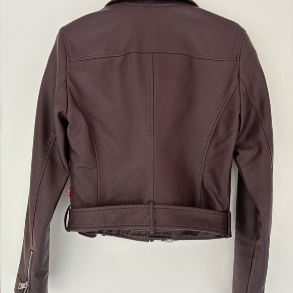 Levi's Faux Leather Moto Jacket XS Burgundy - Picture 3 of 10
